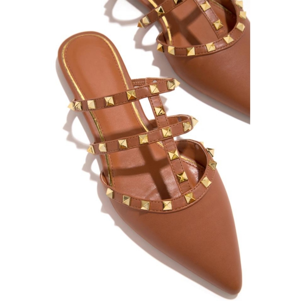 𝙉𝙚𝙬 𝙄𝙣!🖤POINTED TOE FLATS - TAN - Picture 2 of 5